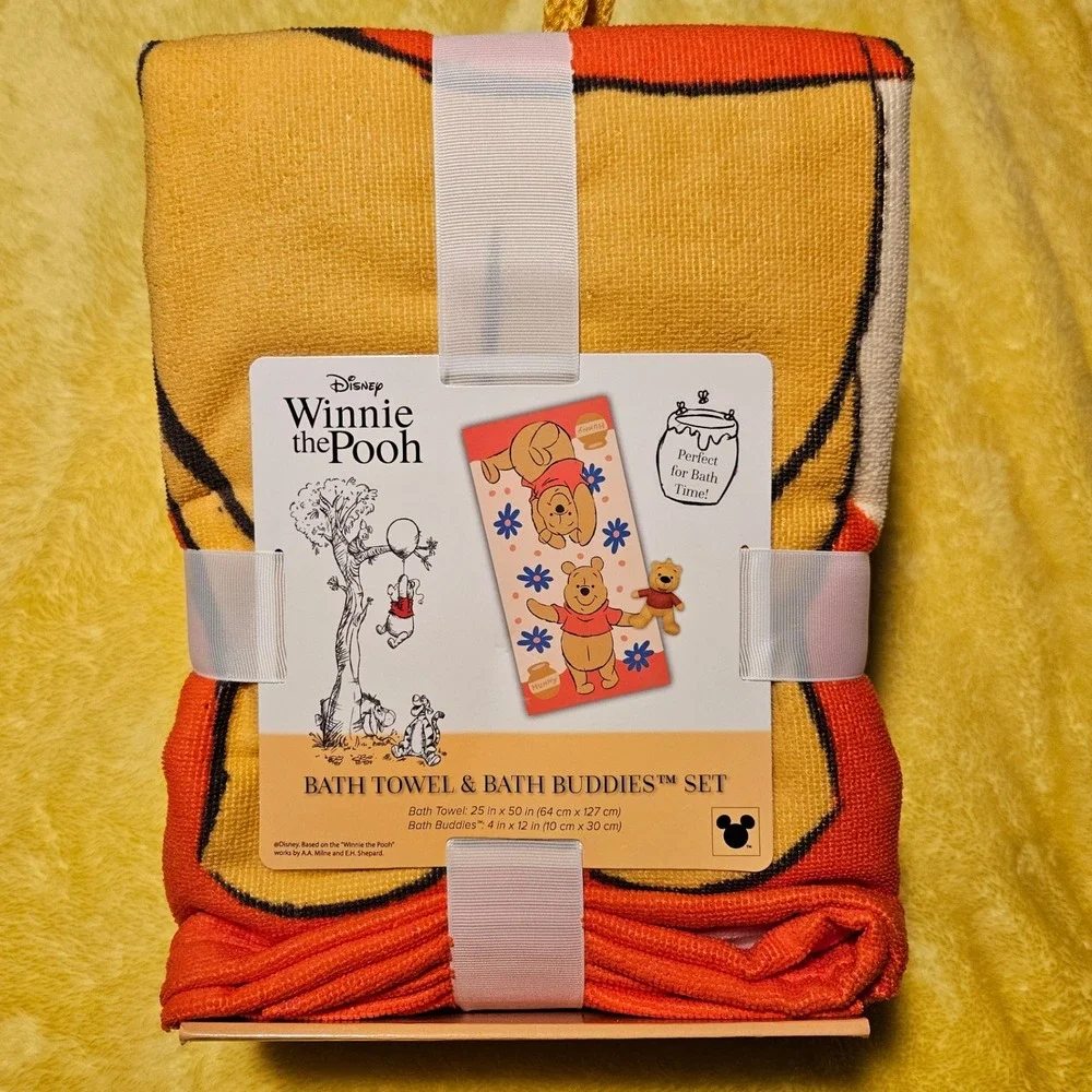 Disney Winnie the Pooh Bath Towel & Bath Buddies Gift Set Babies Kids‎ NWT
